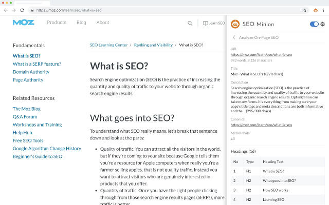 Rozszerzenia do Google Chrome dla blogerów - SEO Minion